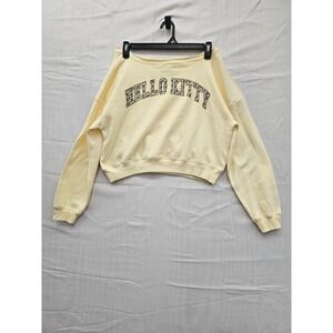 Hello Kitty Grayson Threads Yellow Leopard Print Cropped Sweatshirt T004079002 S